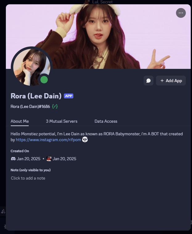Discord Bot: Lee Dain (RORA BABYMONSTER)